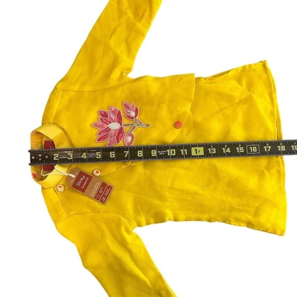 NWT Yellow Embroidered Kurta Set Boys M Floral Party Outfit‎ Long Sleeve - Picture 5 of 7